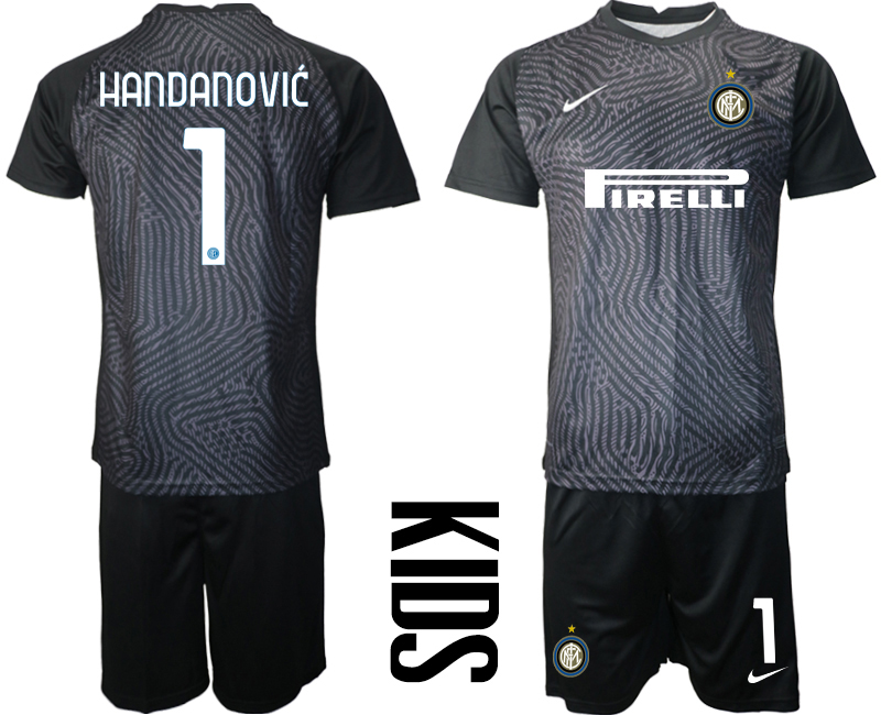 2021 Internazionale black youth goalkeeper #1 soccer jerseys->youth soccer jersey->Youth Jersey